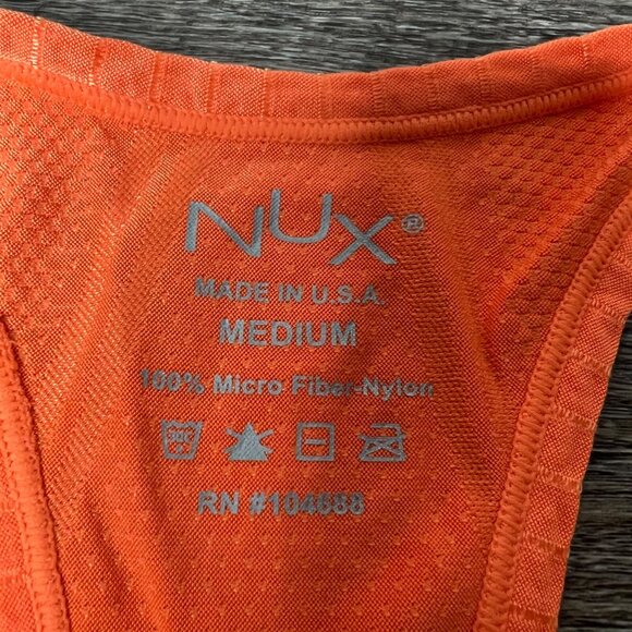 Nux Womens Lightweight‎ Racerback Tank Size M Orange Longline Logo NEW - Picture 2 of 6